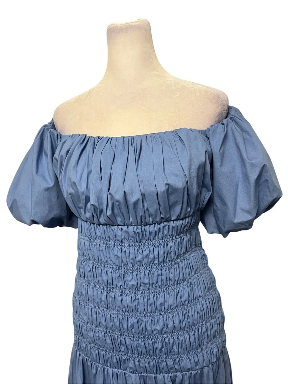 Abercrombie & Fitch Blue Off Shoulder Smocked Low Waist Maxi Dress NWOT